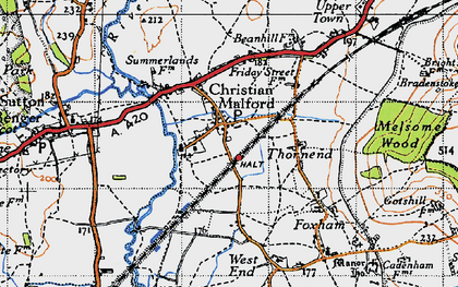 Old map of Christian Malford in 1947