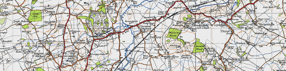 Old map of Christian Malford in 1947