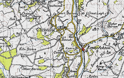 Old map of Christow in 1946