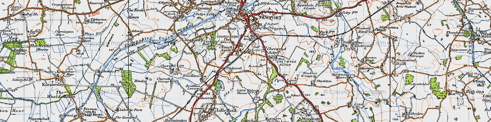 Old map of Church Aston in 1946