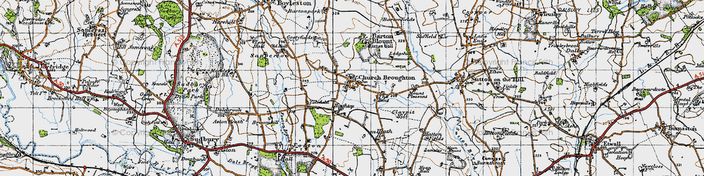 Old map of Church Broughton in 1946