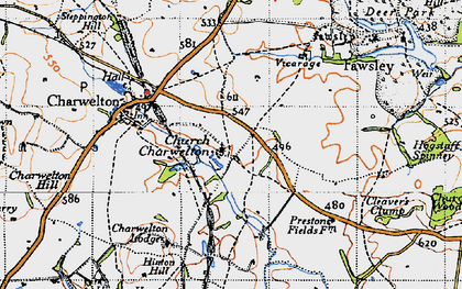 Old map of Church Charwelton in 1946