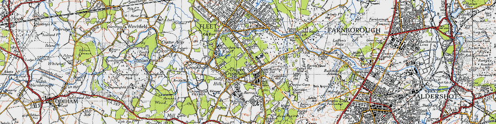 Old map of Church Crookham in 1940