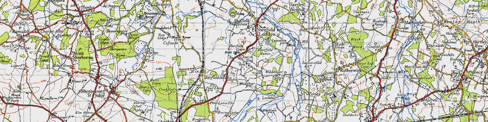 Old map of Church End in 1945