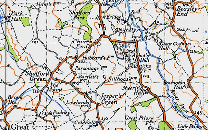 Old map of Bovingdon Hall in 1945