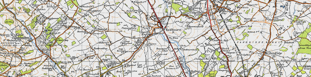 Old map of Aubreys, The in 1946