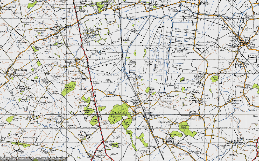 Old Map of Historic Map covering Woodwalton Fen in 1946