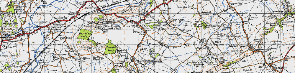 Old map of Church End in 1947