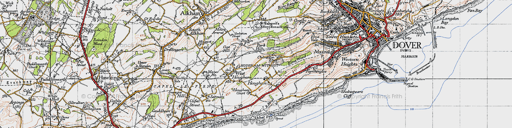 Old map of Abbot's Cliff in 1947
