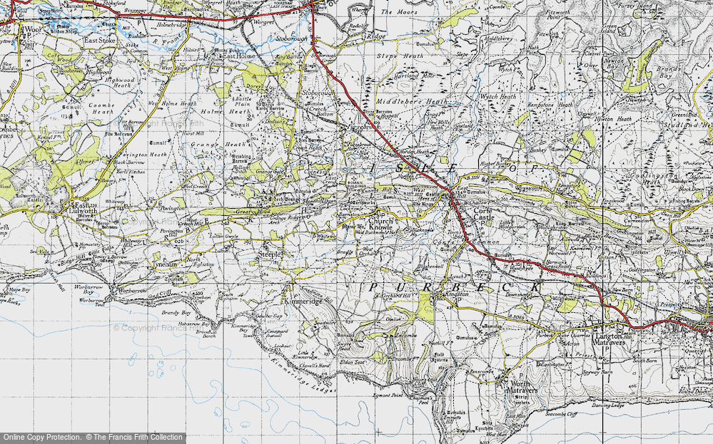 Old Map of Historic Map covering Bucknowle Ho in 1940