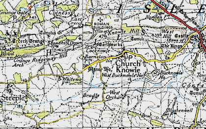 Old map of Church Knowle in 1940