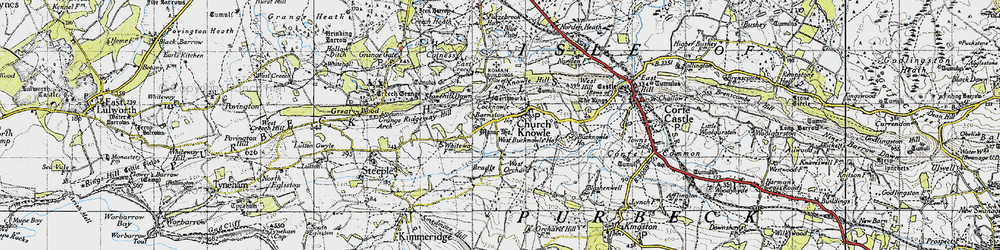 Old map of Church Knowle in 1940