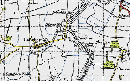 Old map of Laughterton Marsh in 1947