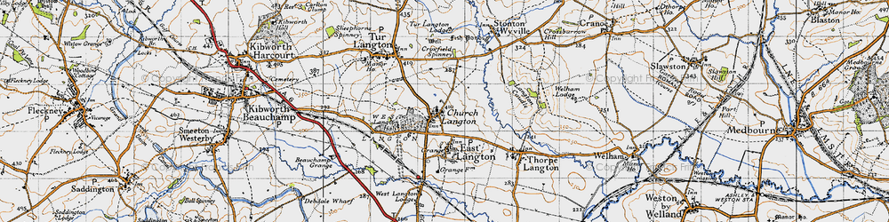 Old map of Church Langton in 1946