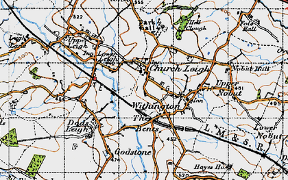 Old map of Church Leigh in 1946