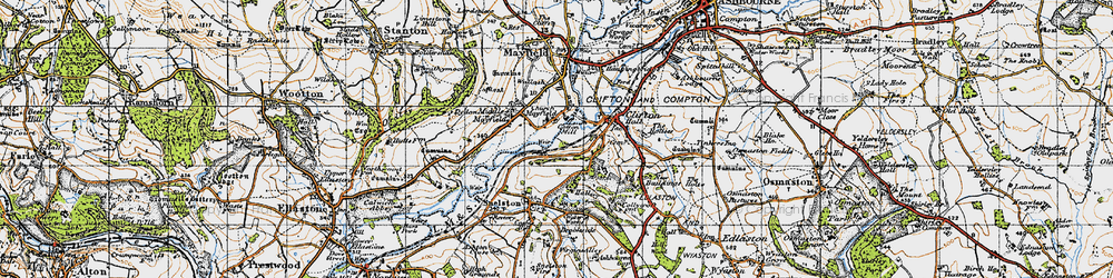 Old map of Church Mayfield in 1946
