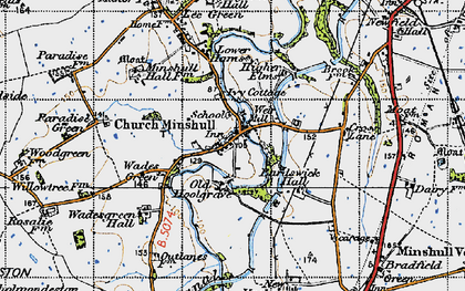 Old map of Church Minshull in 1947