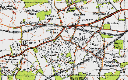 Old map of Church Oakley in 1945