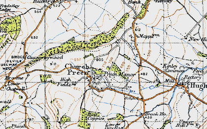 Old map of Church Preen in 1947