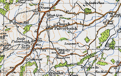 Old map of Church Pulverbatch in 1947
