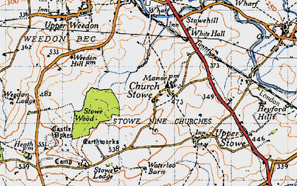 Old map of Church Stowe in 1946