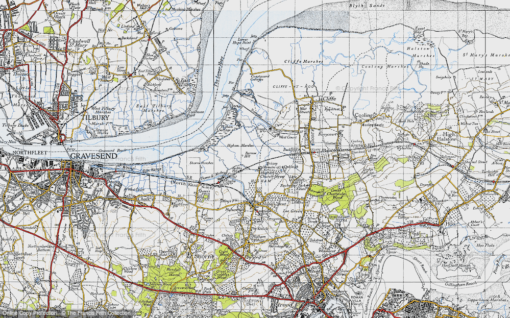 Old Map of Historic Map covering Barrow Hill in 1946