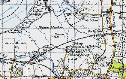 Old map of Beckley Hill in 1946