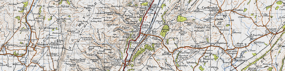 Old map of Church Stretton in 1947