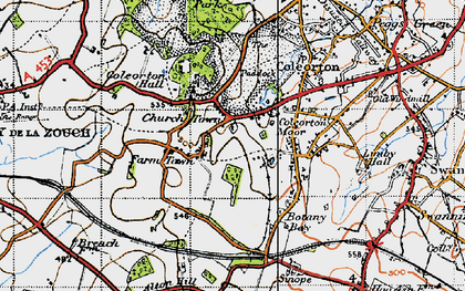 Old map of Church Town in 1946