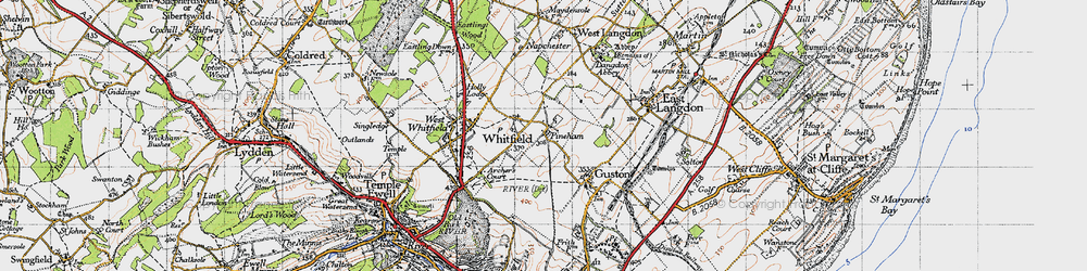 Old map of Church Whitfield in 1947