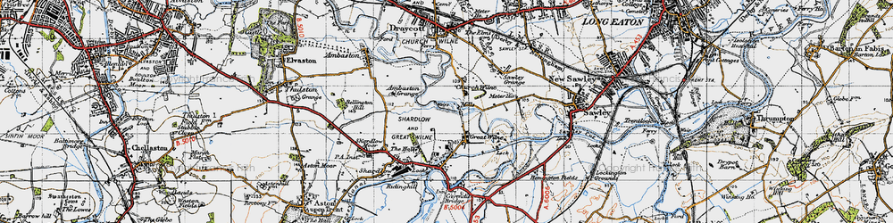 Old map of Church Wilne in 1946