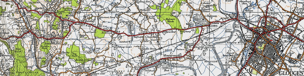 Old map of Churcham in 1947
