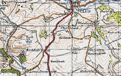 Old map of Clun Castle in 1947