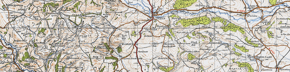 Old map of Clun Castle in 1947