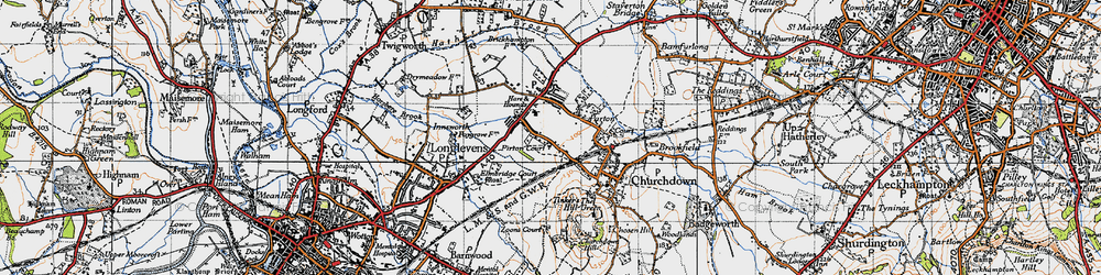 Old map of Churchdown in 1947