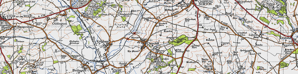 Old map of Boulter's Barn in 1946