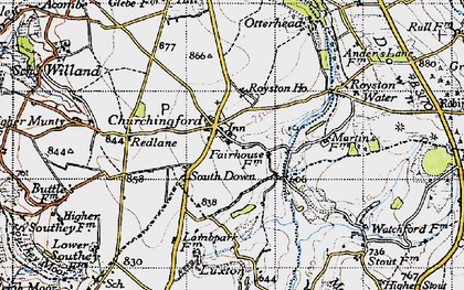 Old map of Churchinford in 1946
