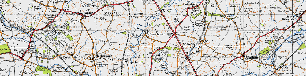 Old map of Churchover in 1946