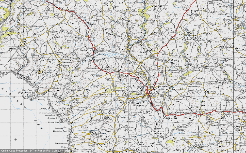 Old Map of Historic Map covering Bowringsleigh in 1946