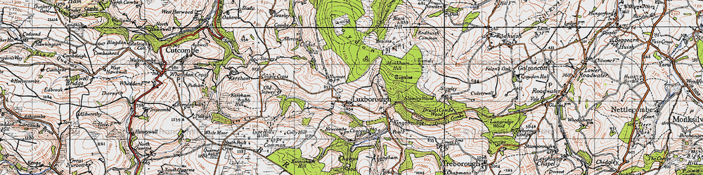 Old map of Withycombe Scruffets in 1946