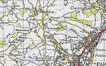 Old map of Churscombe in 1946
