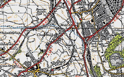 Old map of Churwell in 1947