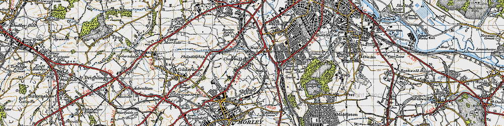 Old map of Churwell in 1947