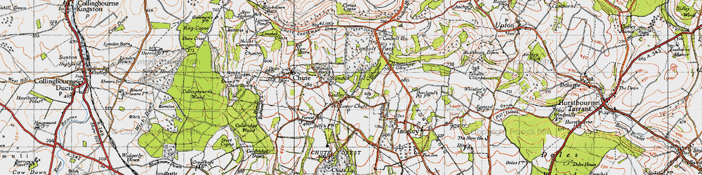 Old map of Chute Cadley in 1945
