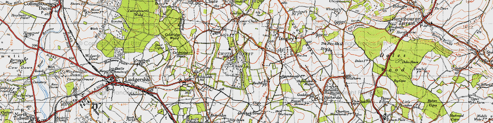 Old map of Chute Forest in 1945
