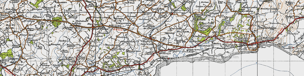 Old map of Chwilog in 1947