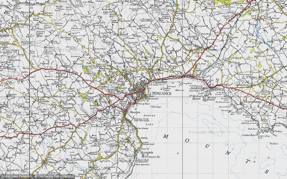 Old Map of Historic Map covering Western Cressar in 1946