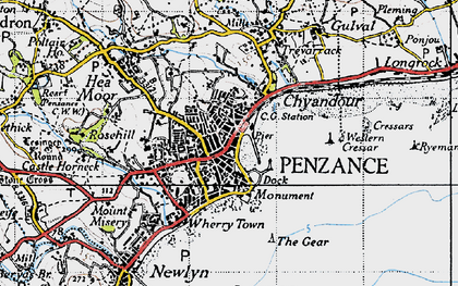 Old map of Chyandour in 1946