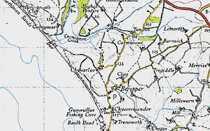 Old map of Burnow in 1946