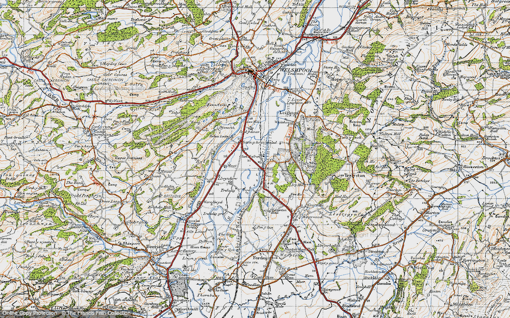 Old Map of Historic Map covering Coed-y-dinas in 1947
